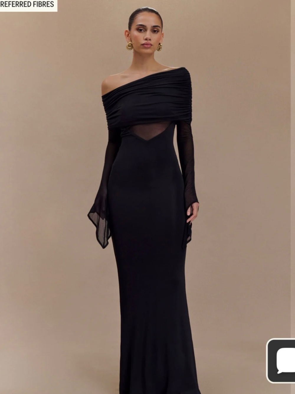 Meshki - Kaitlin One-Shoulder Black Mesh-Detail Evening Dress - Picture 2 of 4